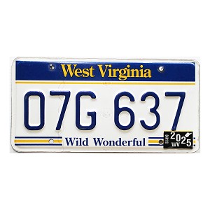 2025 West Virginia License Plate #07G637
