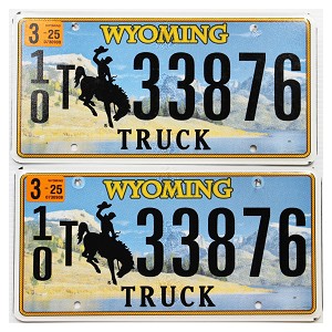 2025 Wyoming Truck License Plates Pair #1033876