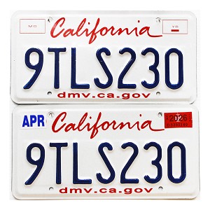 2026 California License Plates Pair #9TLS230