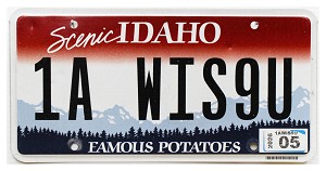 2026 Idaho License Plate #1AWIS9U