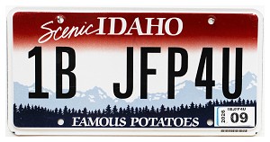 2026 Idaho License Plate #1BJFP4U