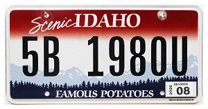 2026 Idaho License Plate #5B1980U
