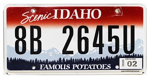 2026 Idaho License Plate #8B2645U
