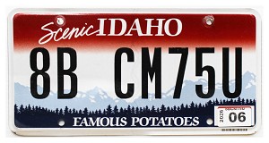 2026 Idaho License Plate #8BCM75U
