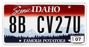 2026 Idaho License Plate #8BCV27U