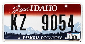 2026 Idaho License Plate #KZ9054