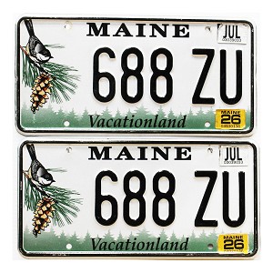 2026 Maine License Plates Pair #688ZU