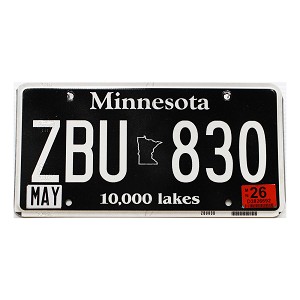 2026 Minnesota Black License Plate #ZBU830