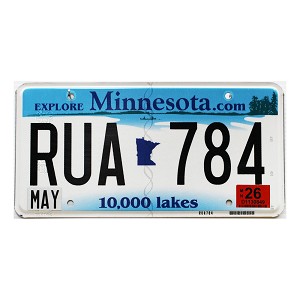 2026 Minnesota License Plate #RUA784