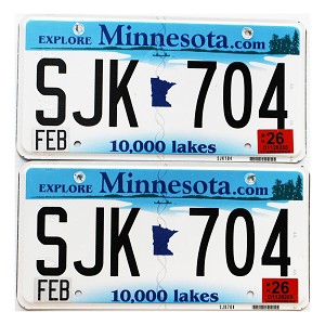 2026 Minnesota License Plates Pair #SJK704