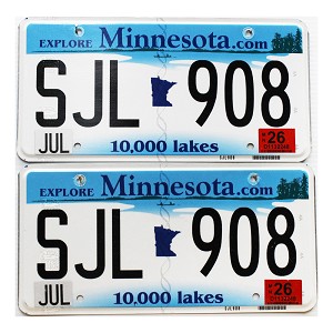 2026 Minnesota License Plates Pair #SJL908