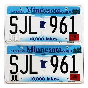 2026 Minnesota License Plates Pair #SJL961