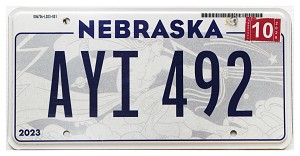2026 Nebraska License Plate #AYI492