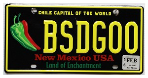 2026 New Mexico Chile License Plate #BSDG00