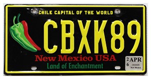 2026 New Mexico Chile License Plate #CBXK89