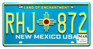 2026 New Mexico License Plate #RHJ872