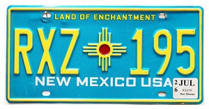 2026 New Mexico License Plate #RXZ195