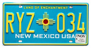 2026 New Mexico License Plate #RYZ034