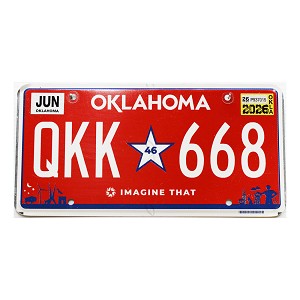 2026 Oklahoma Red License Plate #QKK668