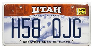 2026 Utah Ski License Plate #H580JG
