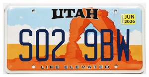 2026 Utah License Plate #S029BW