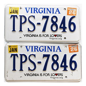 2026 Virginia License Plates Pair #TPS7846