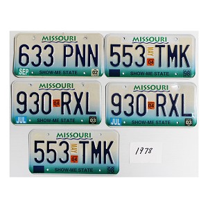 Wholesale License Plates Bulk Lot #1978