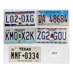 Wholesale License Plates Bulk Lot #1989