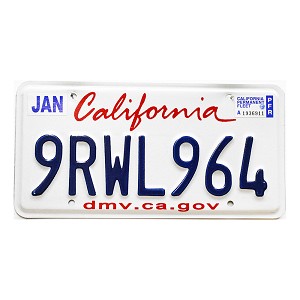 California Fleet License Plate #9RWL964