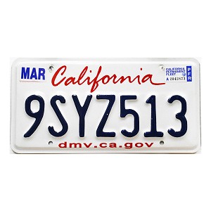 California Fleet License Plate #9SYZ513