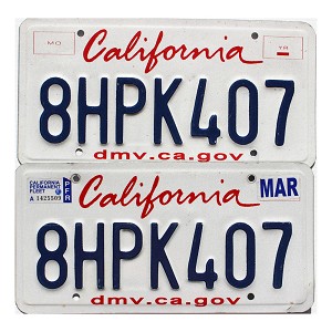California Fleet License Plates Pair #8HPK407