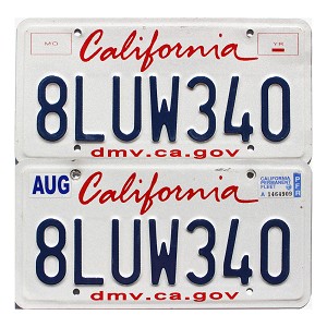 California Fleet License Plates Pair #8LUW340