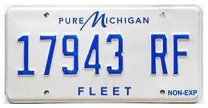 Michigan Fleet License Plate #17943RF
