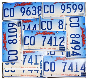South Dakota County License Plate