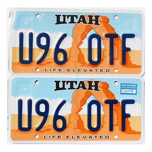Utah Permanent Arch License Plates Pair #U960TF